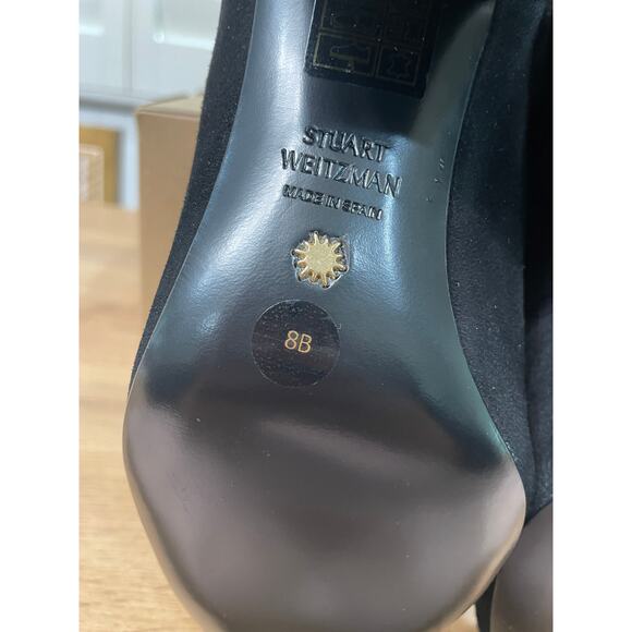 Stuart Weitzman 5050 Block Stretch Suede Over-The-Knee Black Boots Size 8 NWOB - Picture 12 of 12